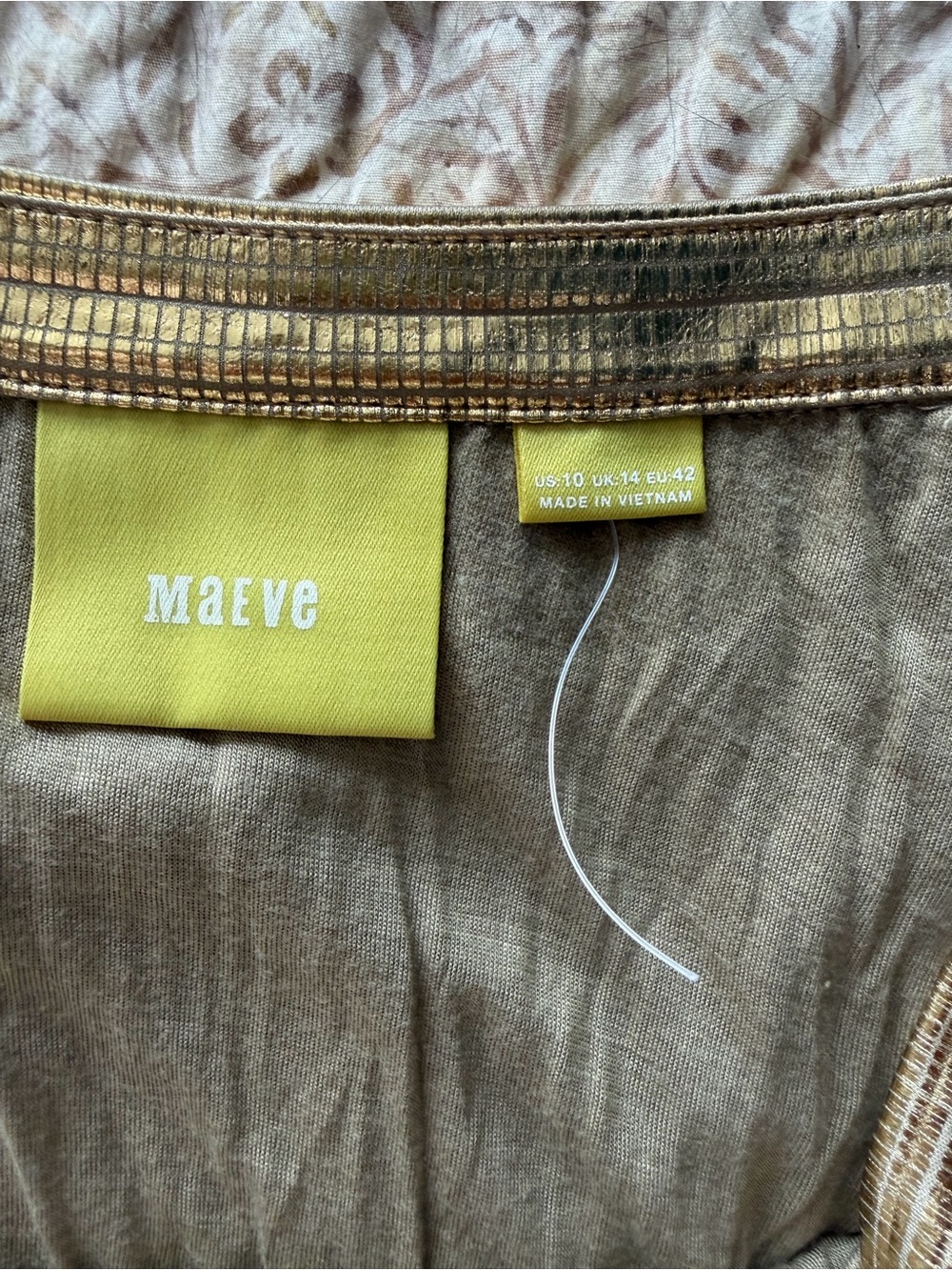Maeve Metallic Gold Pleated Midi Skirt - Picture 5 of 5